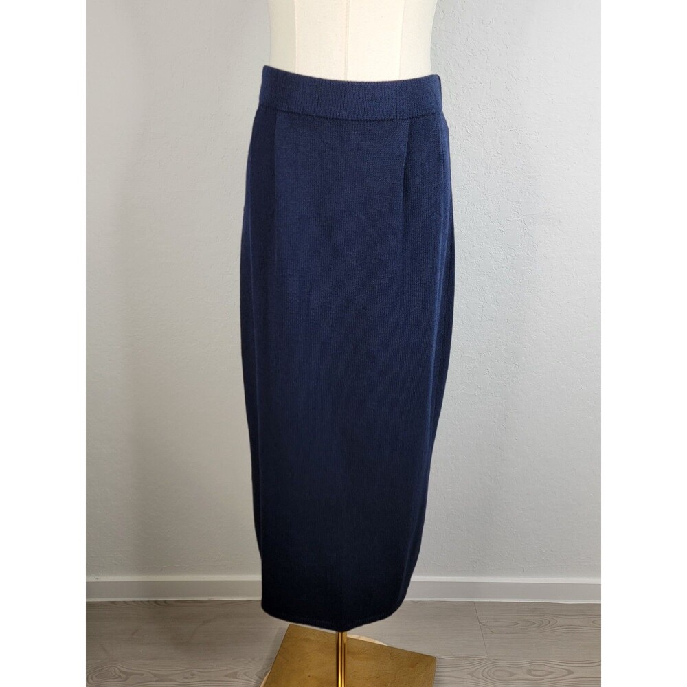 St. John Separates Navy Santana Knit Midi Skirt Size 8 Beautiful Made in USA